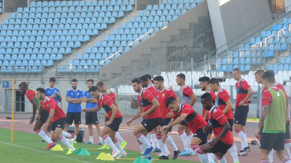 Entrenamiento de este jueves en el Estadio.