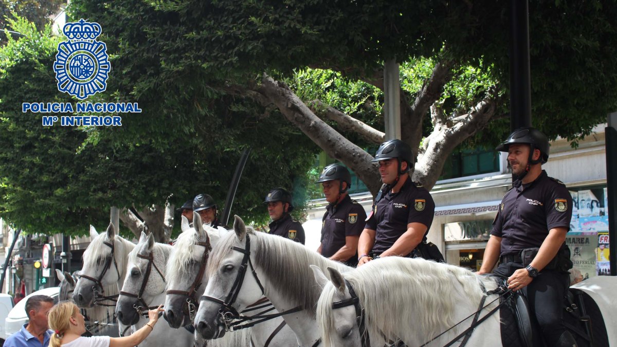 Agentes a caballo en la feria del mediodía.