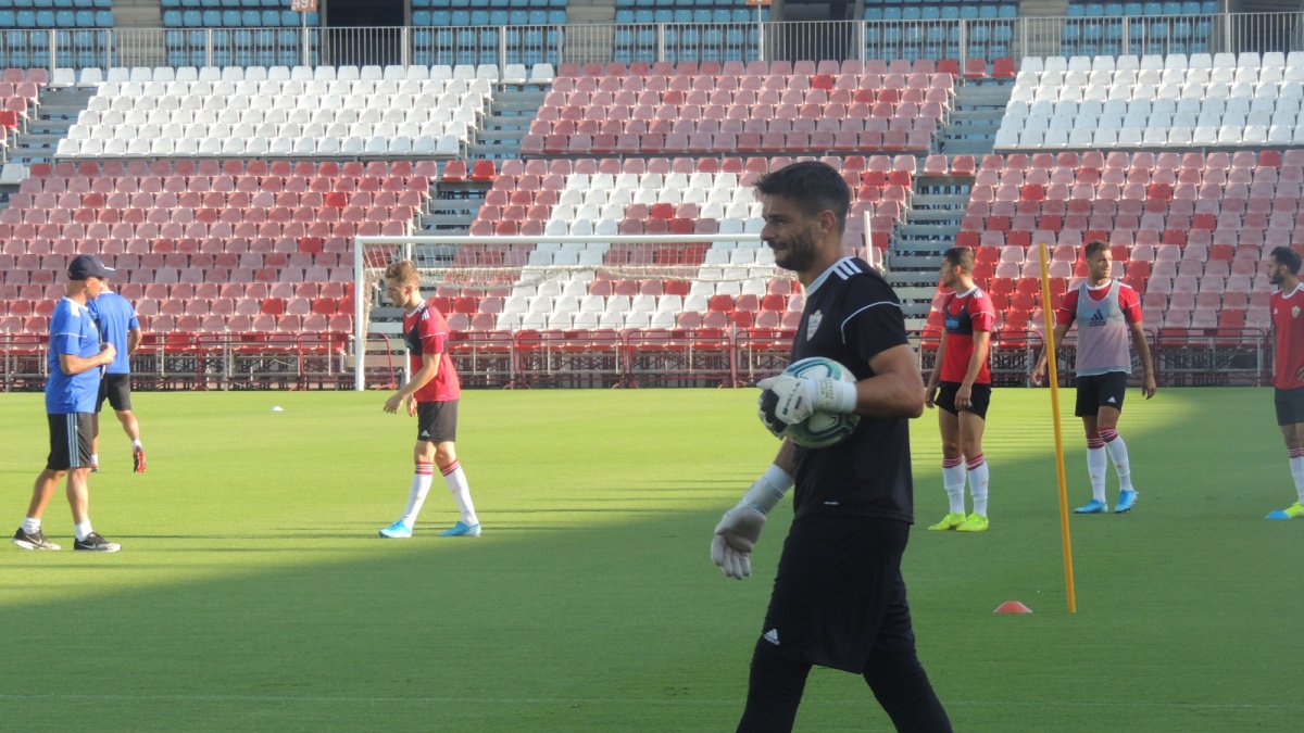 René en el Estadio de los Juegos Mediterráneos.