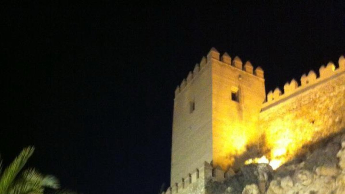 La Alcazaba en una imagen nocturna.