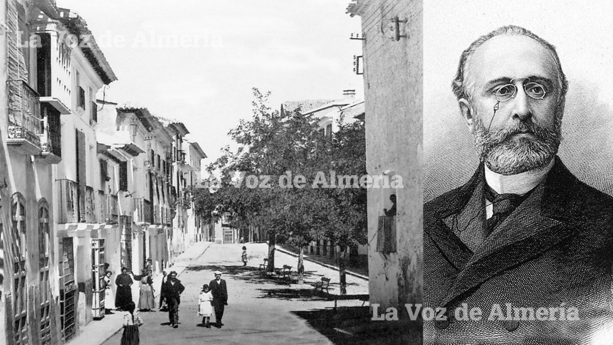 En Vélez Rubio sus habitantes sufrieron la crecida imponente del río Guadalentín y las ramblas. El ministro de la Gobernación, Francisco Silvela, izd