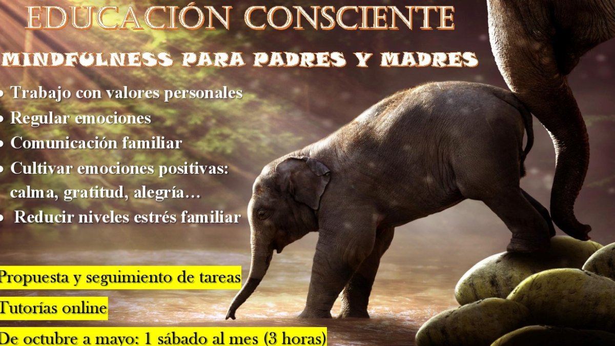 Cartel del Taller de Educación Consciente para padres y madres en Actívate Psicología.