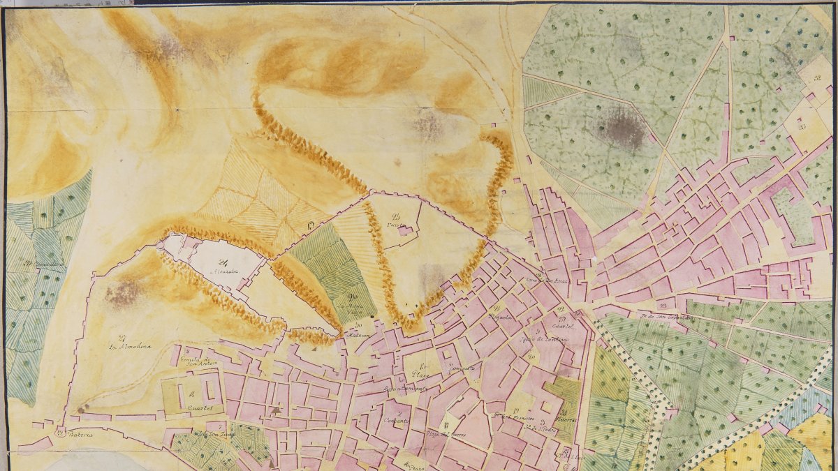 Plano de la Almería de 1842 recuperado por Amigos de la Alcazaba.