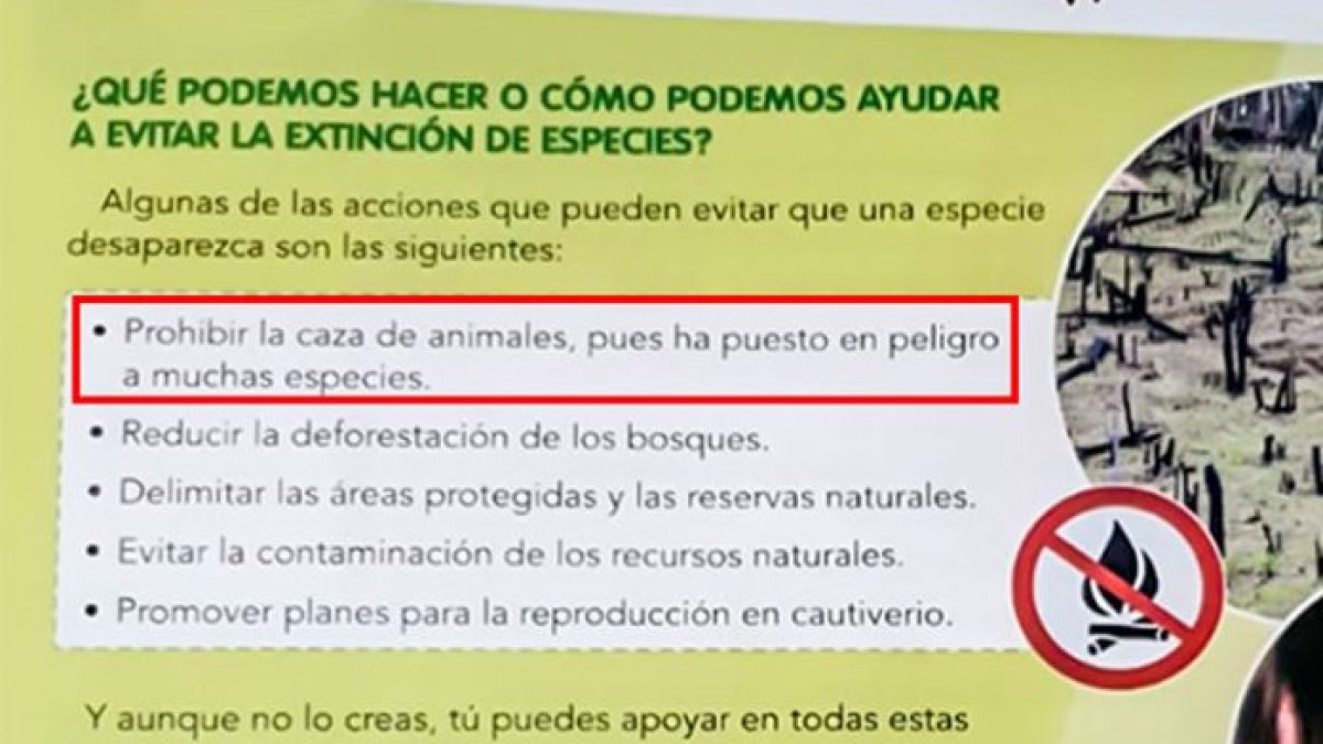 Página del libro de texto que habla de la caza.