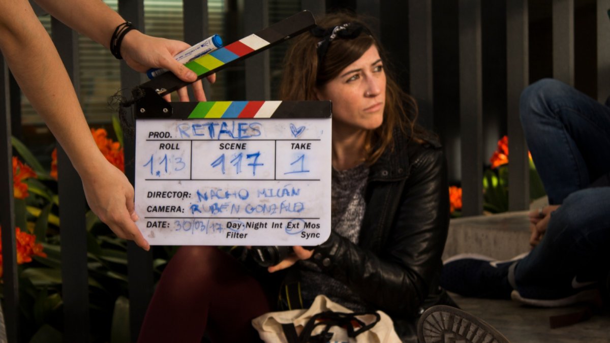 Una imagen del rodaje de la webserie de Retales.