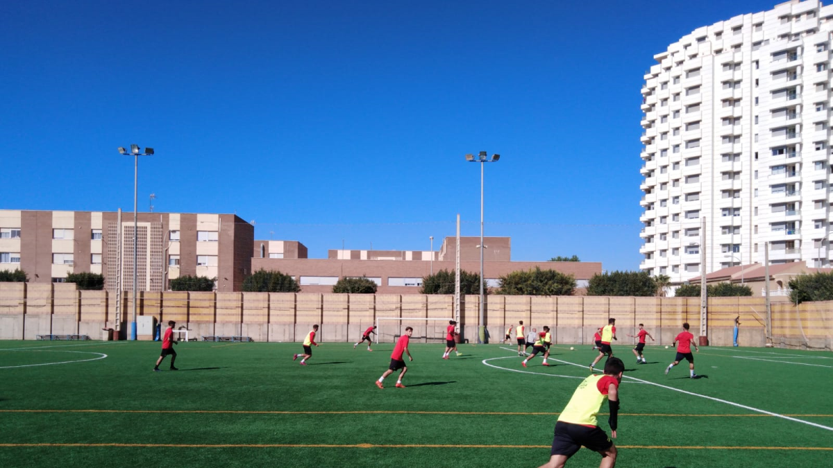 Los jugadores celestes en plena sesión de entrenamiento.