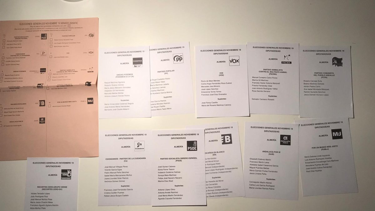 Papeletas almerienses para el 10-N.