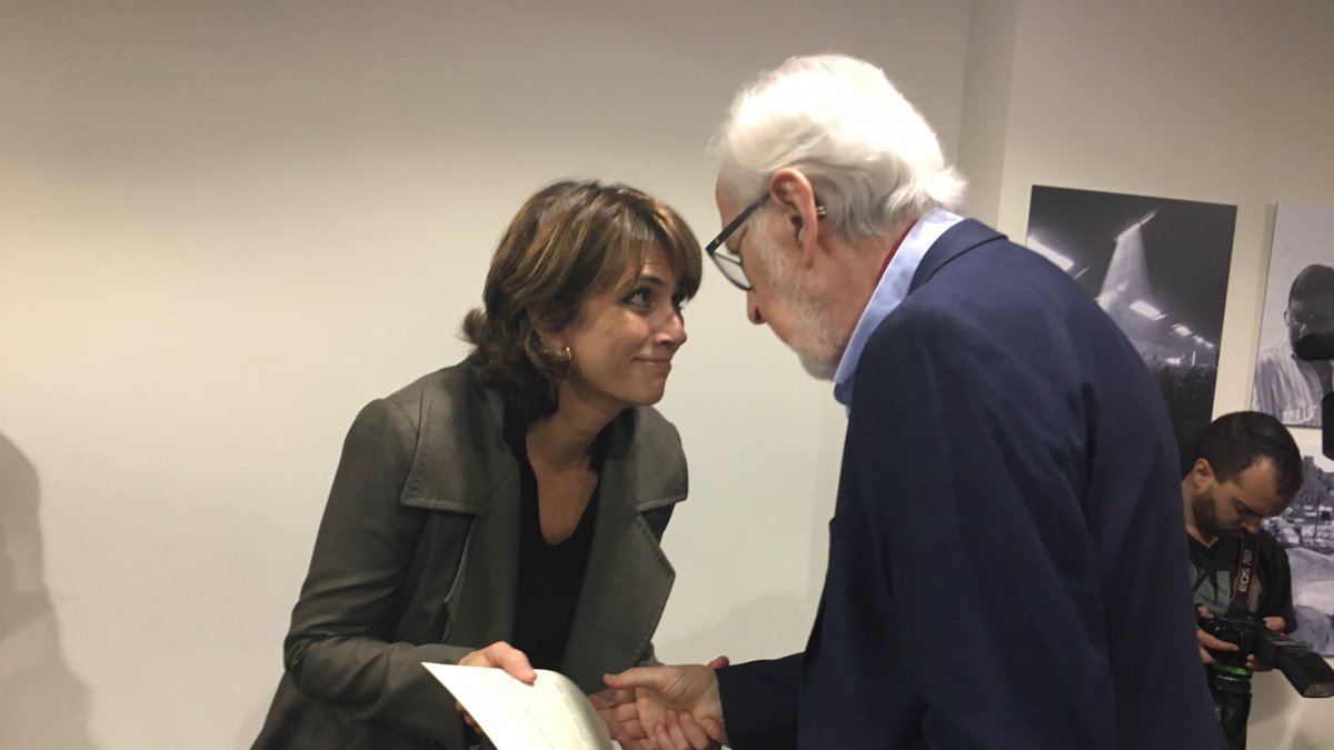 La ministra y Marco Rubio, en el acto de ayer.