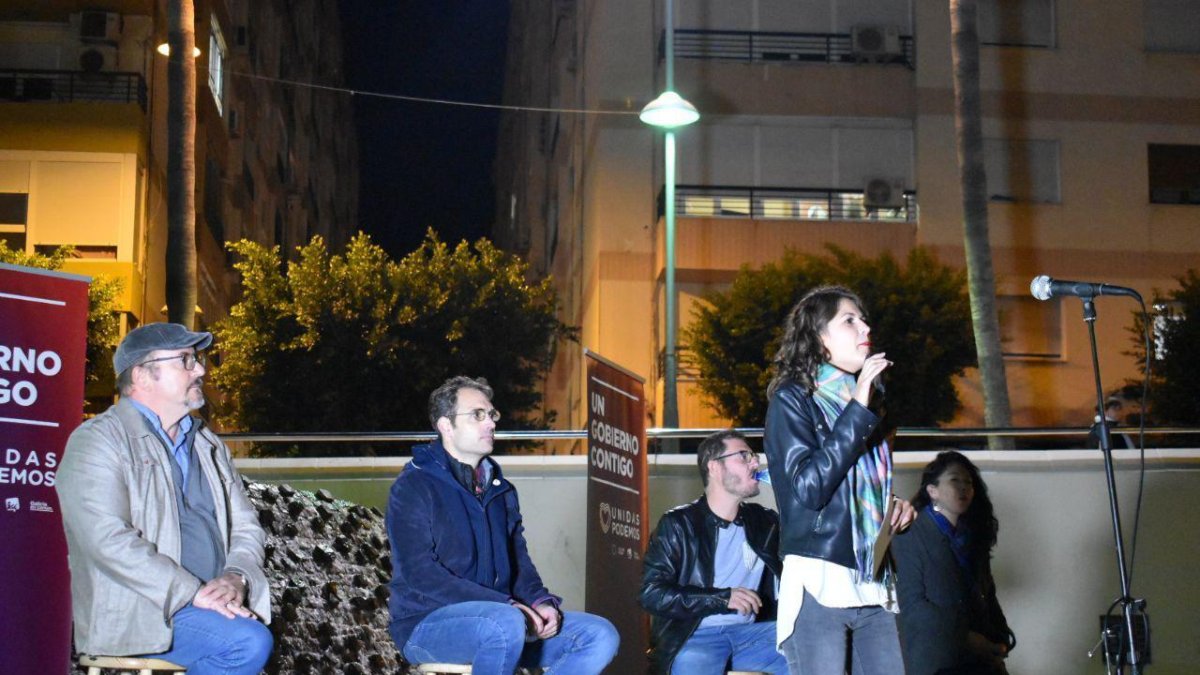 Mitin anoche de Unidas Podemos en la capital almeriense.