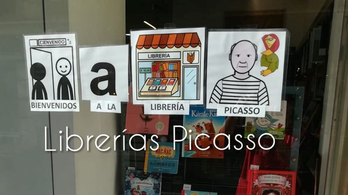 Pictogramas nos dan la bienvenida en Librerías Picasso.
