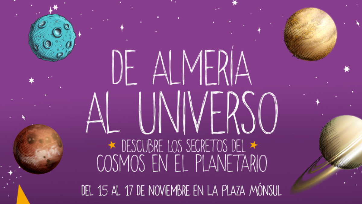 Cartel anunciador del planetario instaladao en el CC Torrecárdenas.