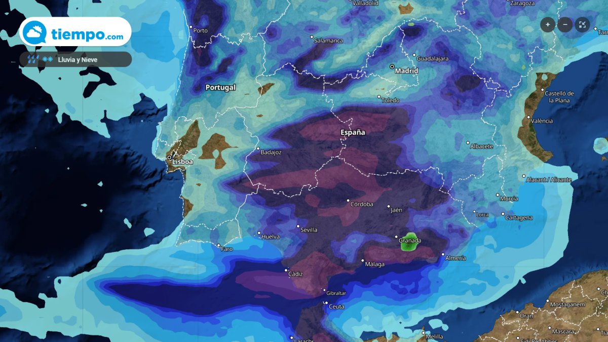 Mapa de situación del tiempo distribuido por Meteored