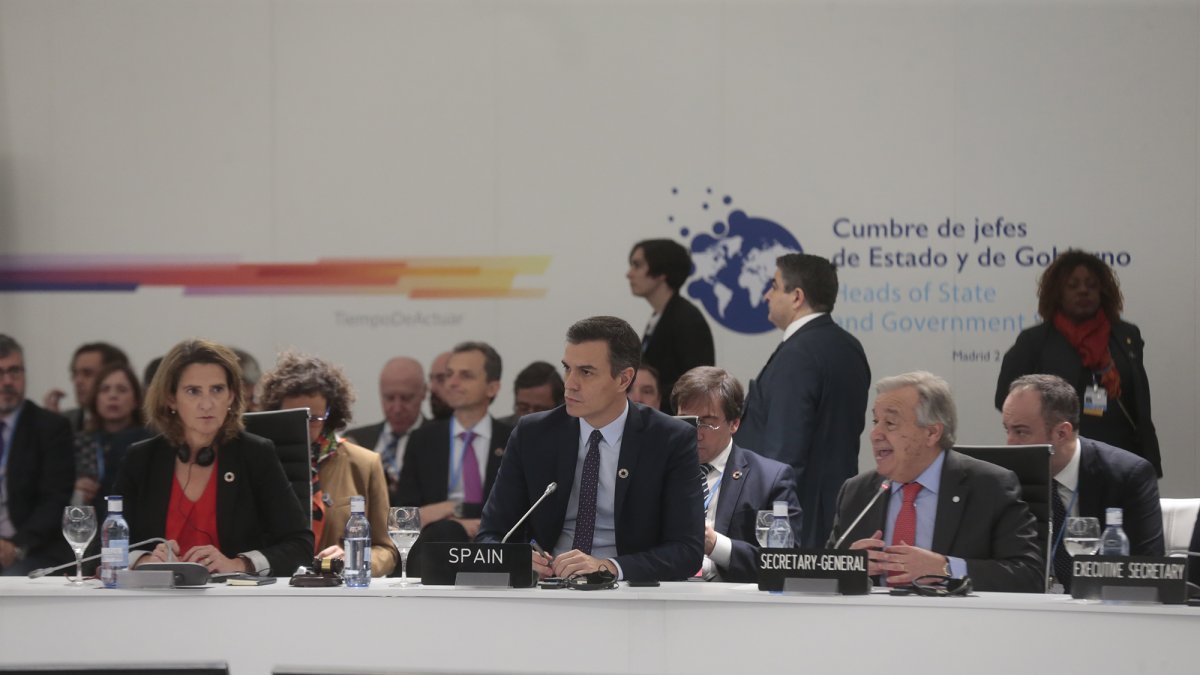 El presidente del Gobierno en fuciones. Pedro Sánchez, ayer en el acto de inauguración en IFEMA,