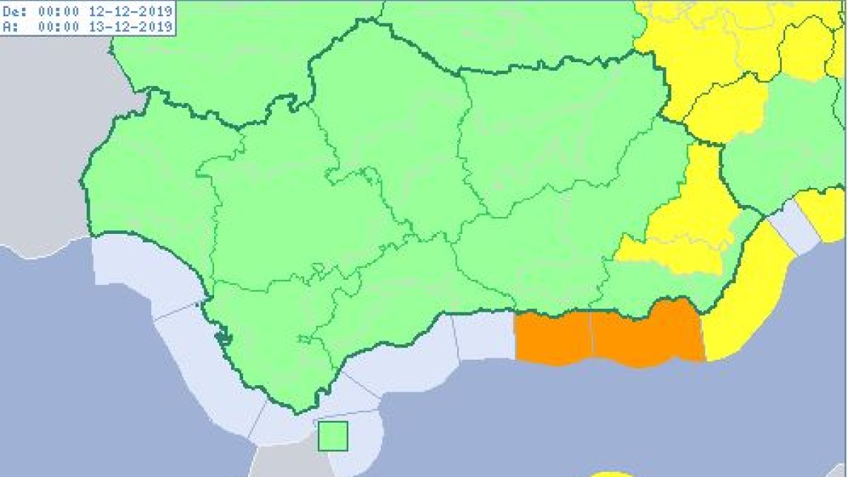 Alerta naranja este jueves en Almería y Granada.