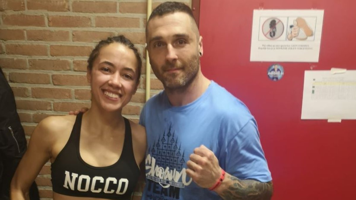 La campeona con el preparador almeriense.