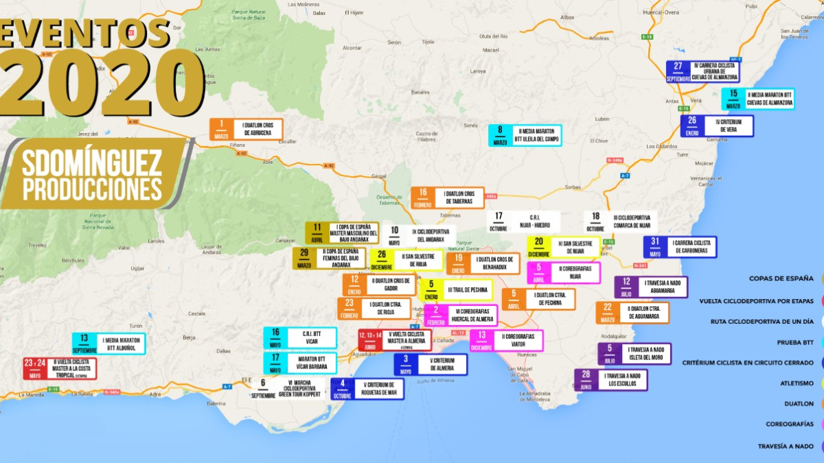 Mapa con las actividades deportivas programadas.