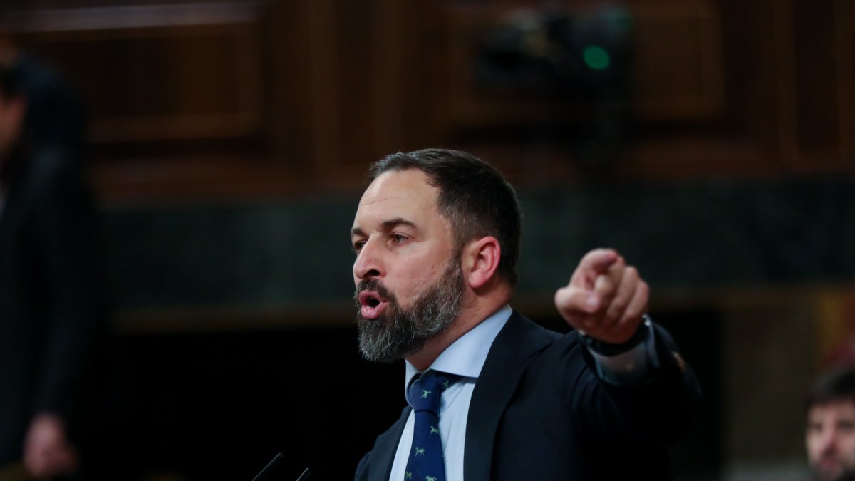 Santiago Abascal interviniendo desde la tribuna del Congreso de los Diputados.