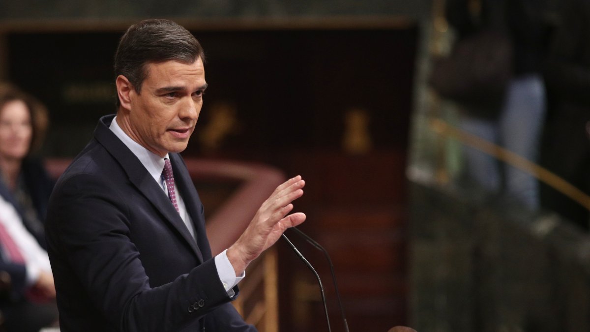 Pedro Sánchez durante su intervención.