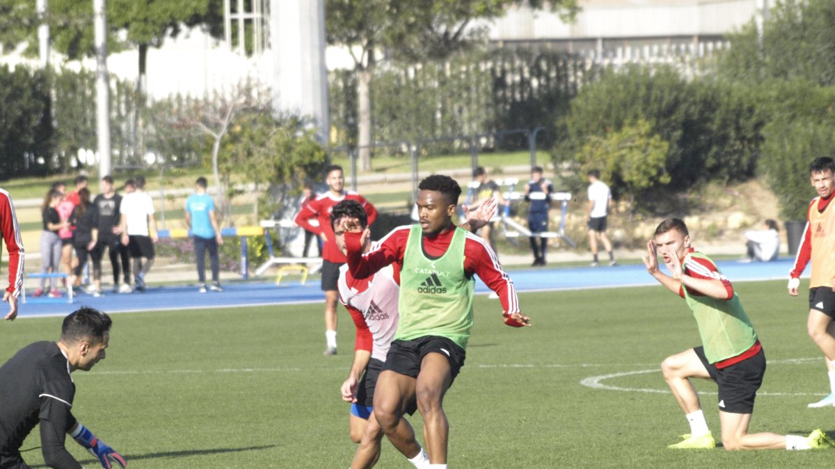 Wilfrid Kaptoum en el entrenamiento de este viernes.