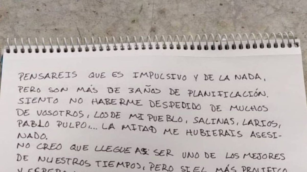 Carta publicada en Instagram por el presunto atacante. / La Opinión de Murcia