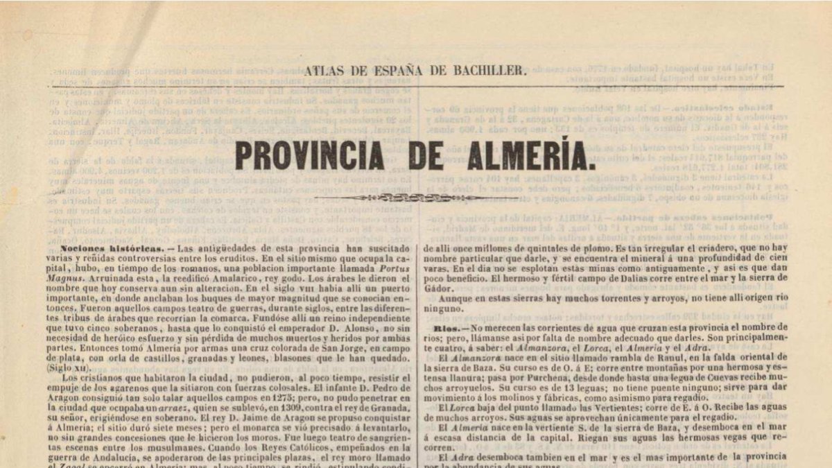 El ‘atlas de Bachiller’, una ‘fotografía’ de la Almería del siglo XIX.