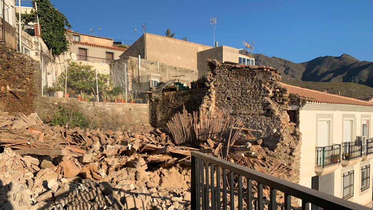 La estructura después del derrumbamiento.