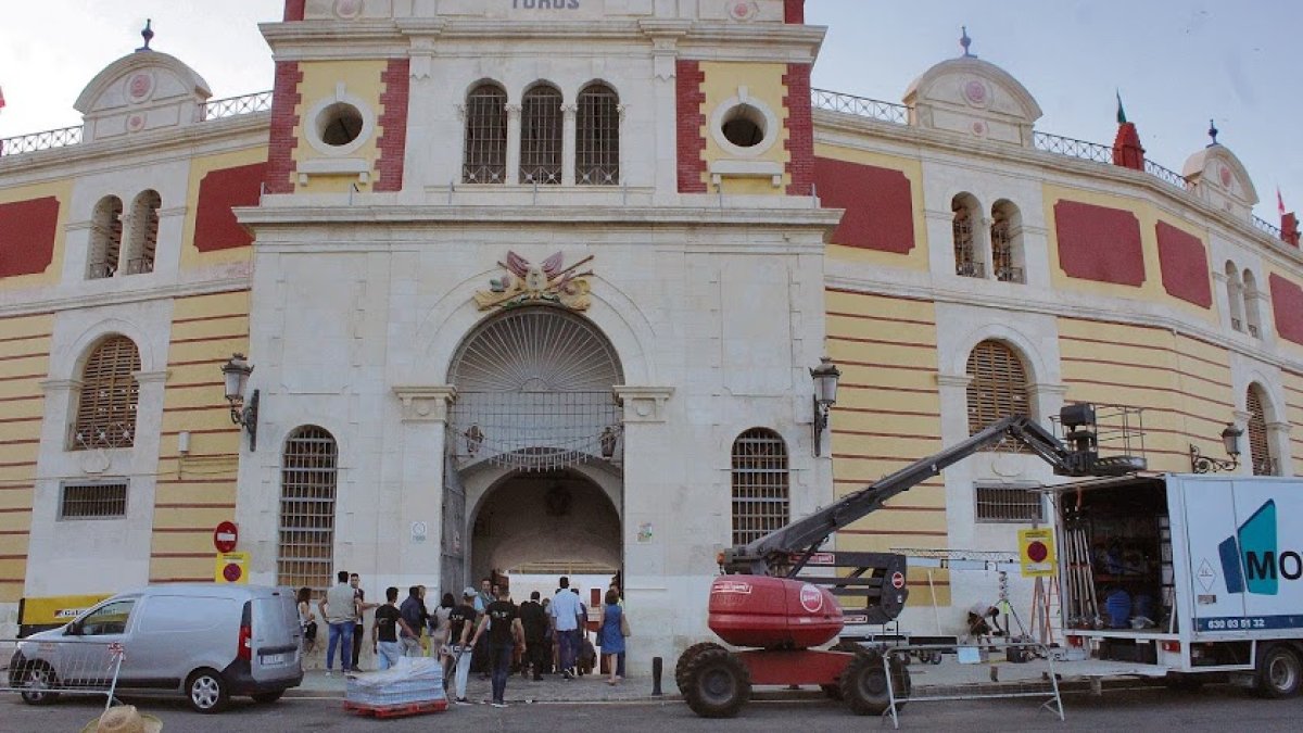 Rodaje de ‘Domino’ en la Plaza de Toros de Almería.