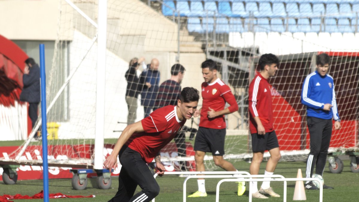 Darwin Núñez en el entrenamiento de este miércoles.