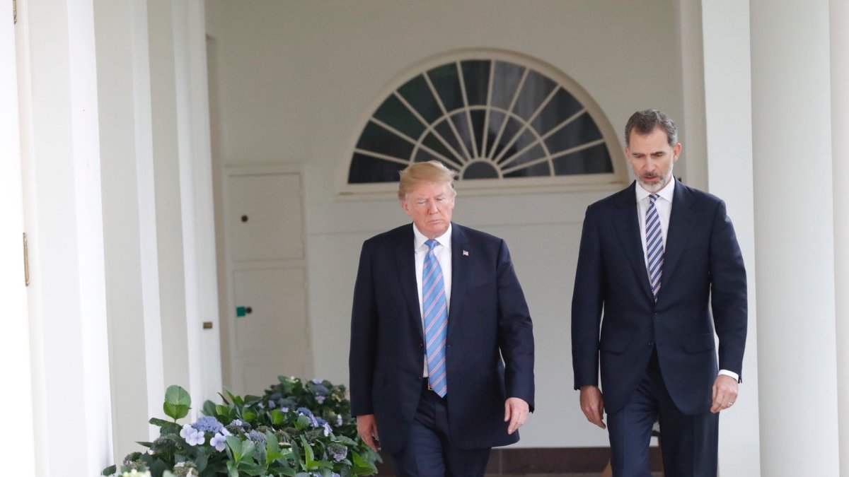 Donald Trump y el Rey Felipe en la casa Blanca en 2018.