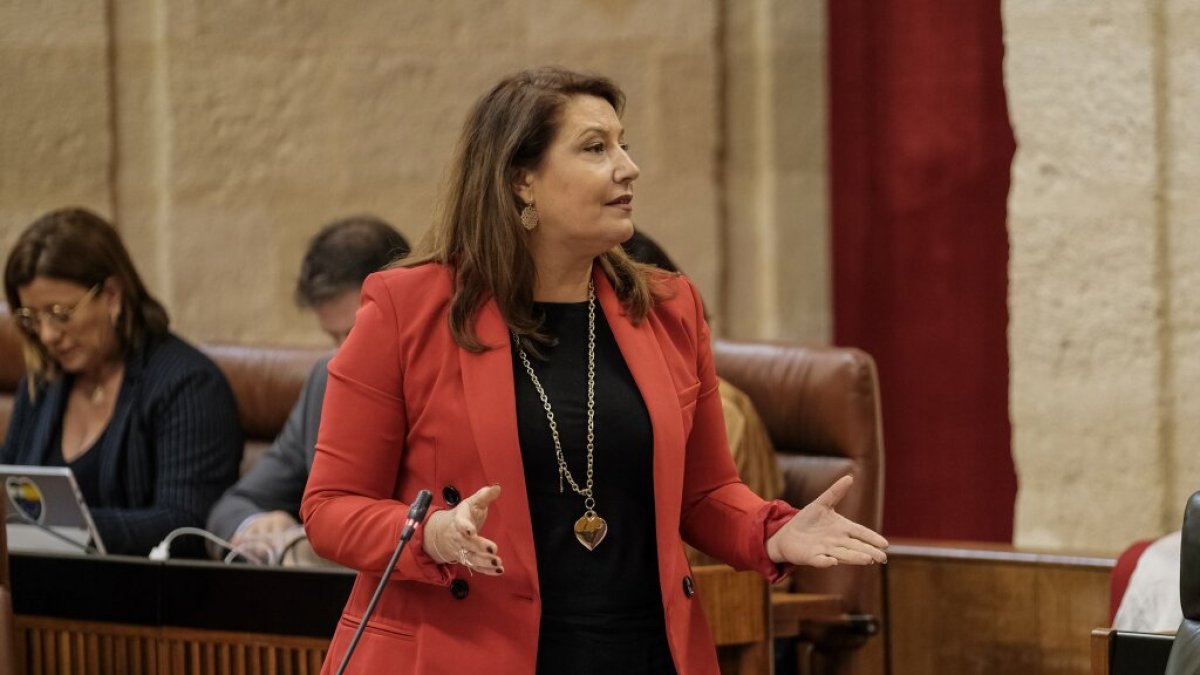 La consejera Crespo en una intervención en el Parlamento andaluz