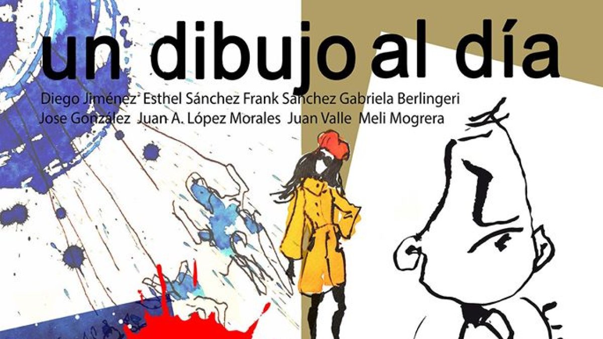 Cartel de la Exposición Un dibujo al día, de Urban Sketchers Almería de Inktober.