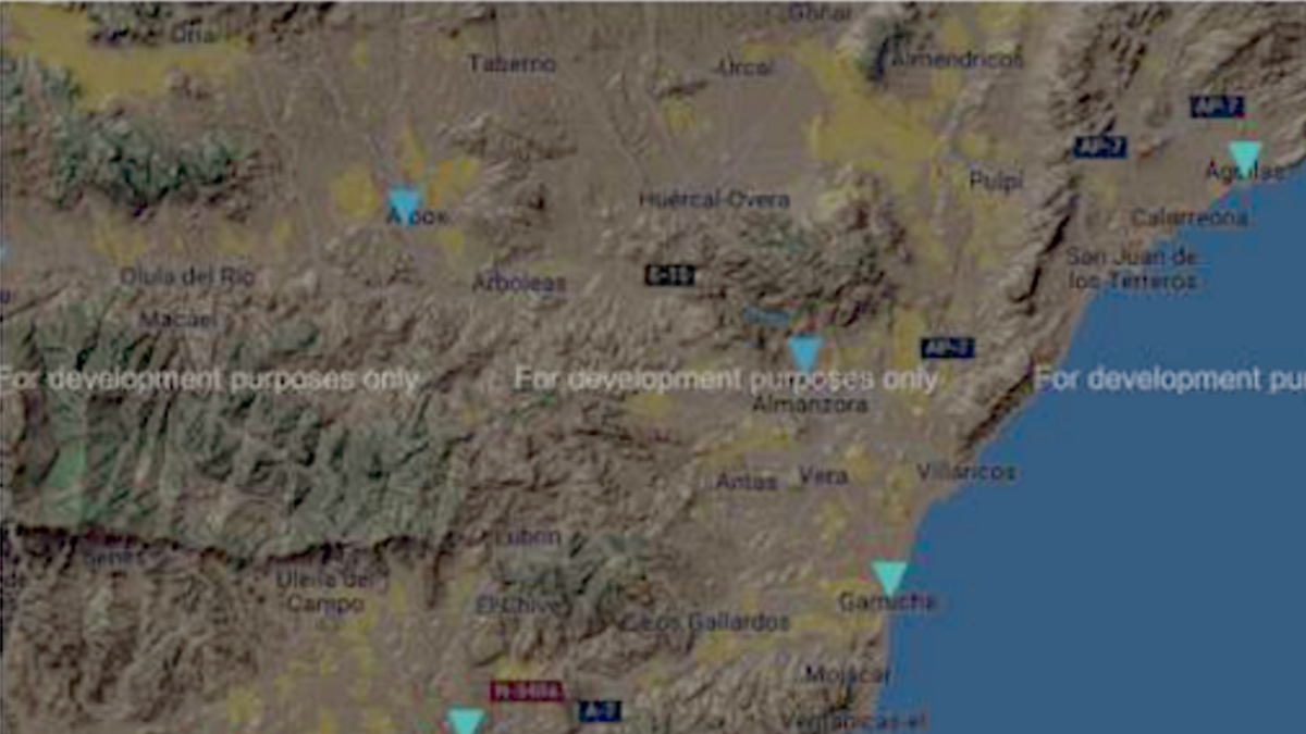 Mapa incluido en el informe de la CE con los medidores radiológicos localizados.