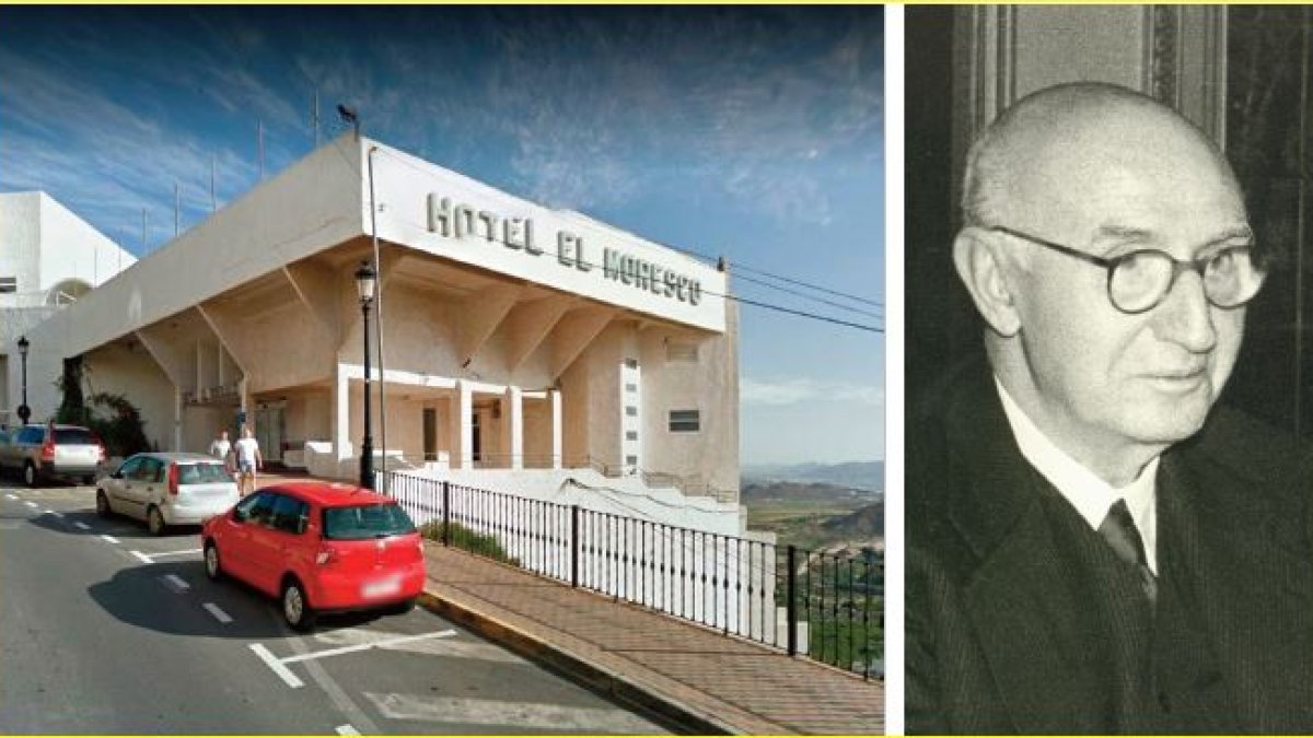 El Moresco es el único hotel que queda en Mojácar pueblo. A la derecha, Juan March, fundador de la Banca March.