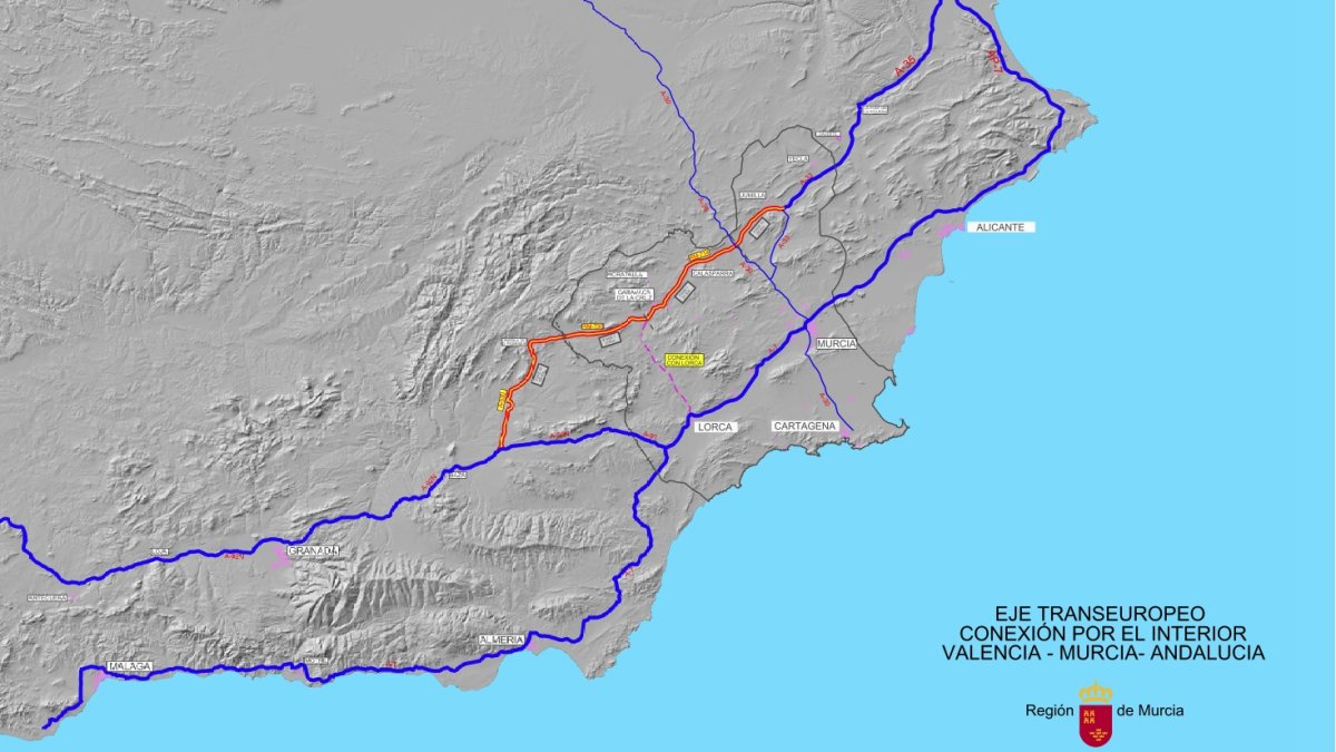 Plan de conexión viaria entre Murcia y Andalucía obviando la provincia de Almería.