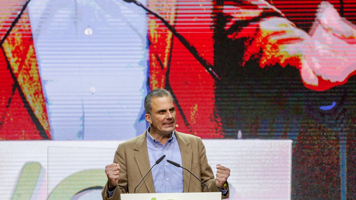 Javier Ortega Smith, el pasado domingo en el mítin celebrado en Vistalegre.