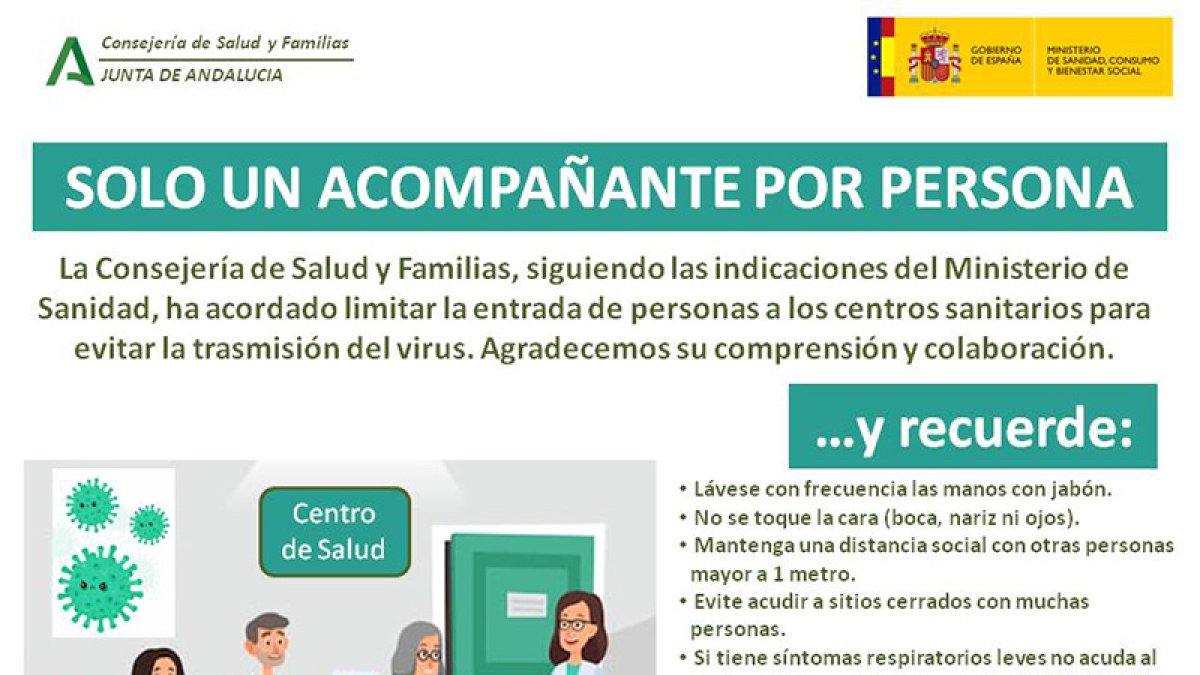 Cártel informativo de la Junta sobre cómo actuar para prevenir contagios.