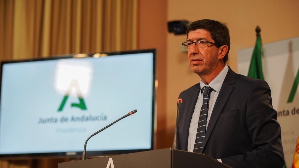 Juan Marín, durante su intervención.
