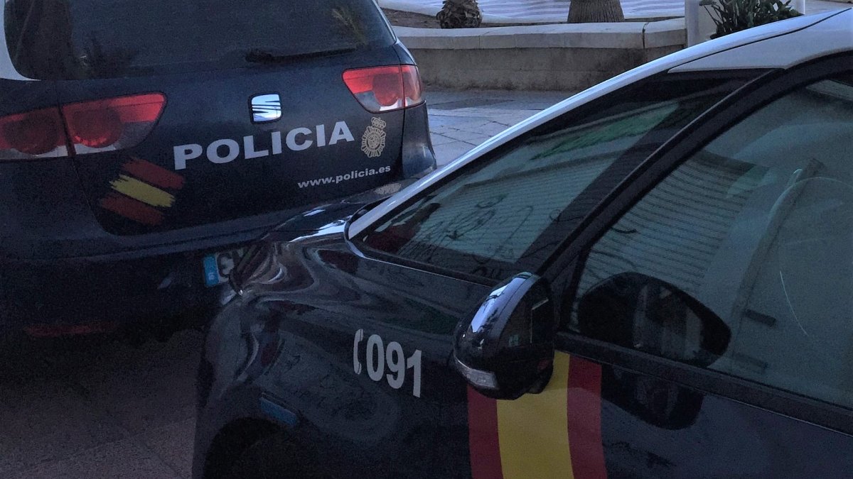 Coches de la Policía Nacional en el Paseo Marítimo de Almería