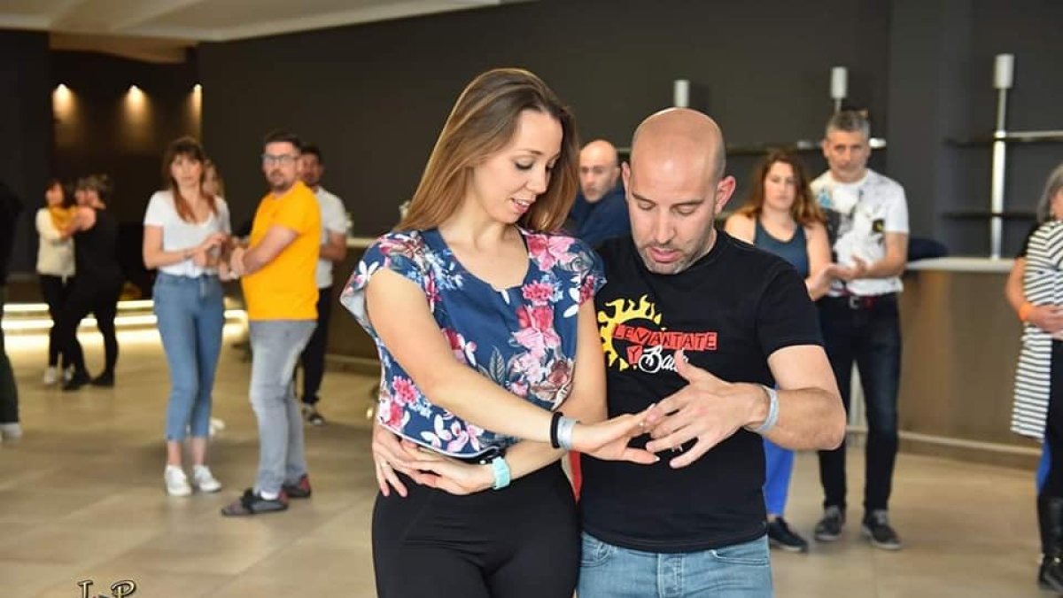 Los responsables del Levántate y Baile durante una clase antes del confinamiento.