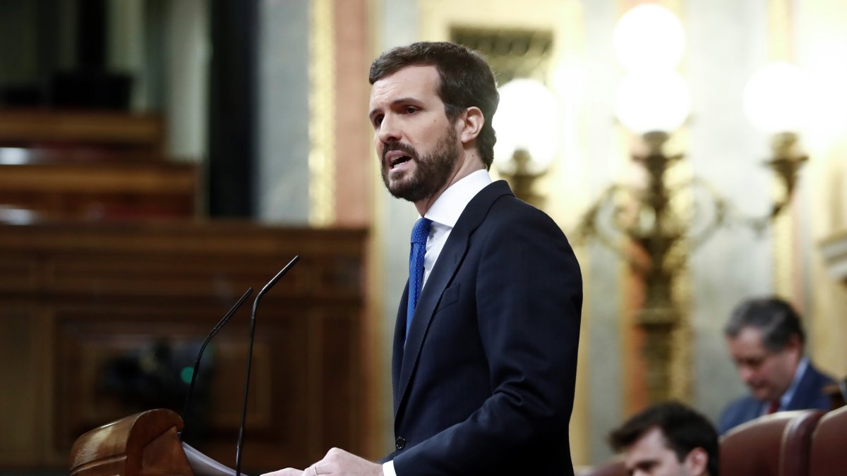 Pablo Casado, durante su intervención en el Congreso de los Diputados.