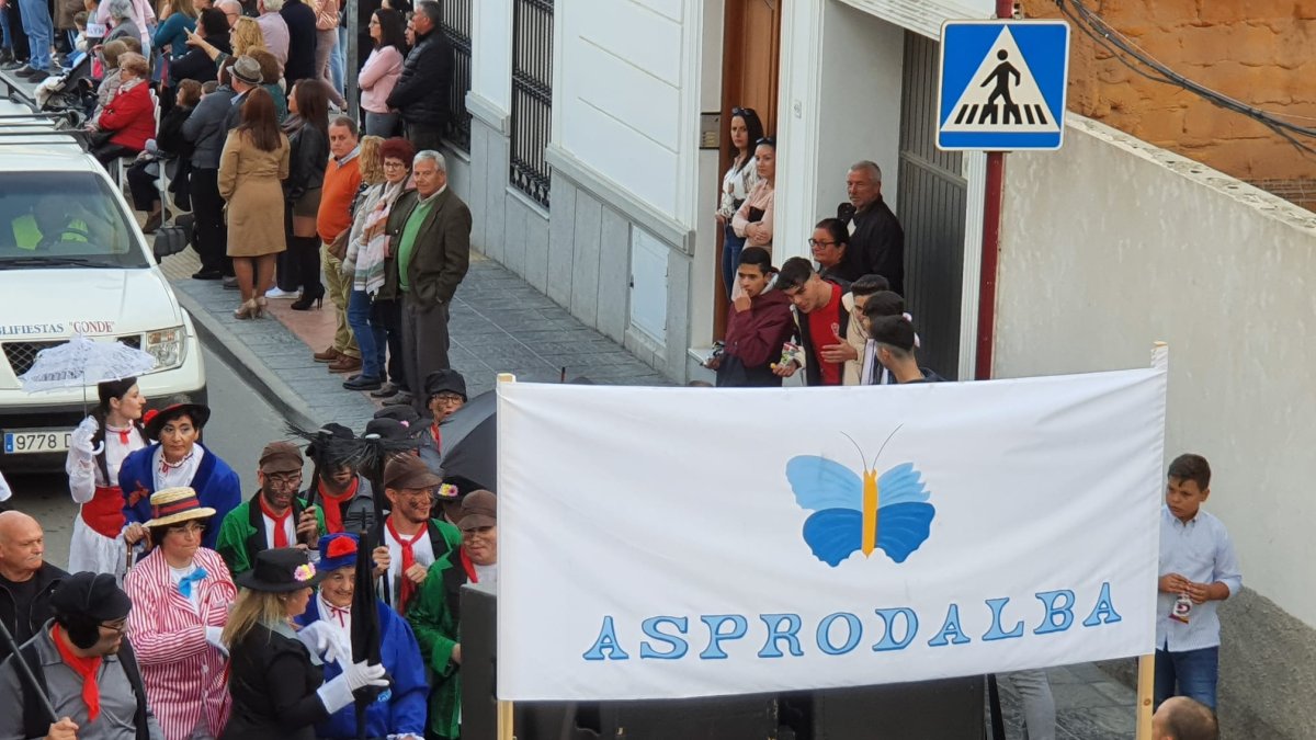 Miembros de Asprodalba participando en los recientes carnavales veratenses.