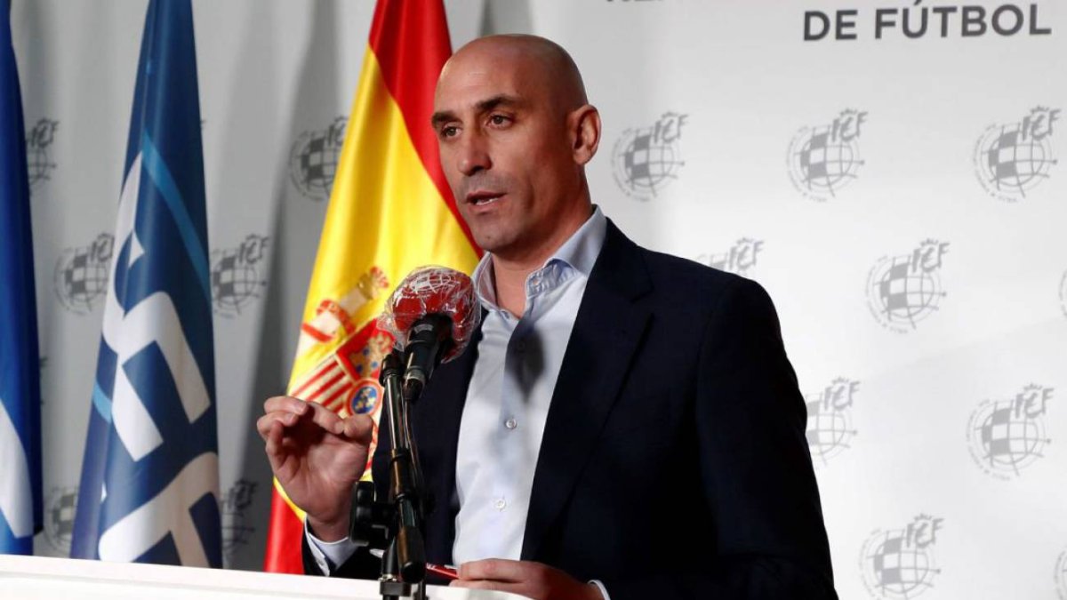 Luis Rubiales en rueda de prensa este miércoles.
