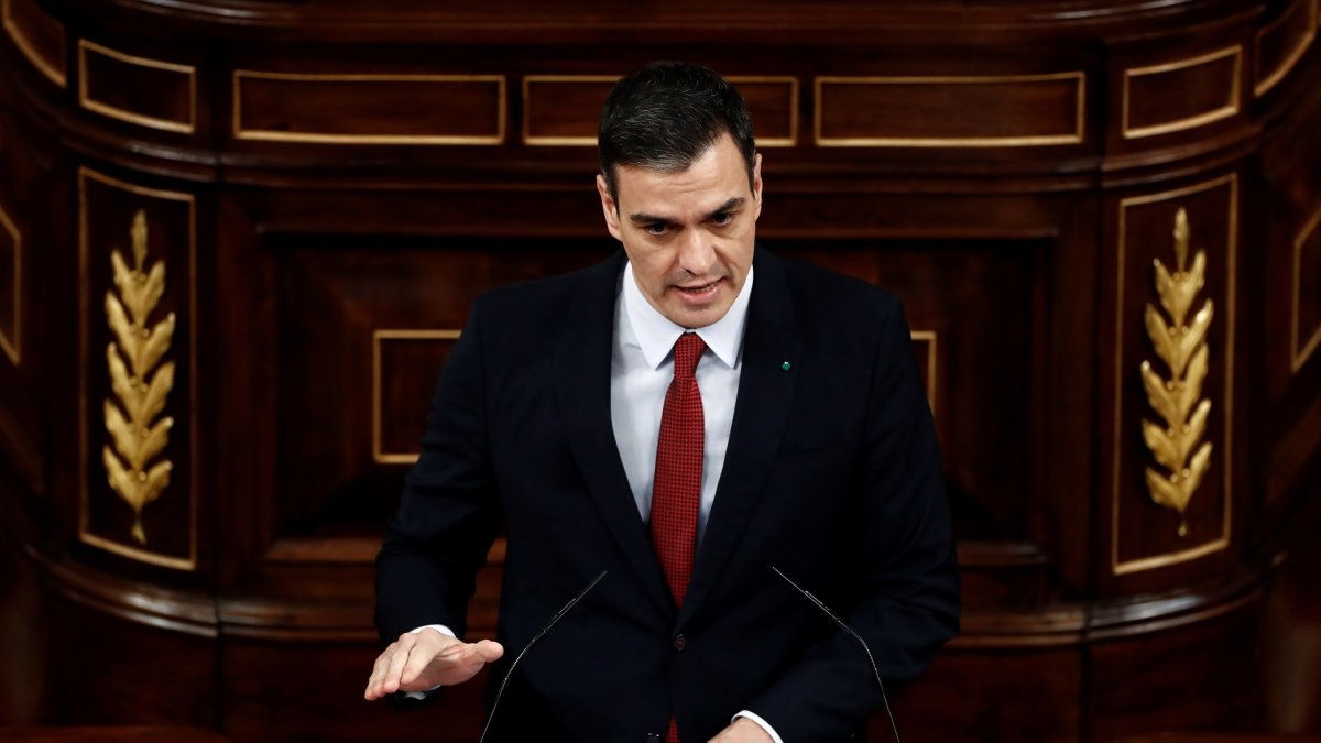Pedro Sánchez, presidente del Gobierno, en el debate de la prórroga del estado de alarma.
