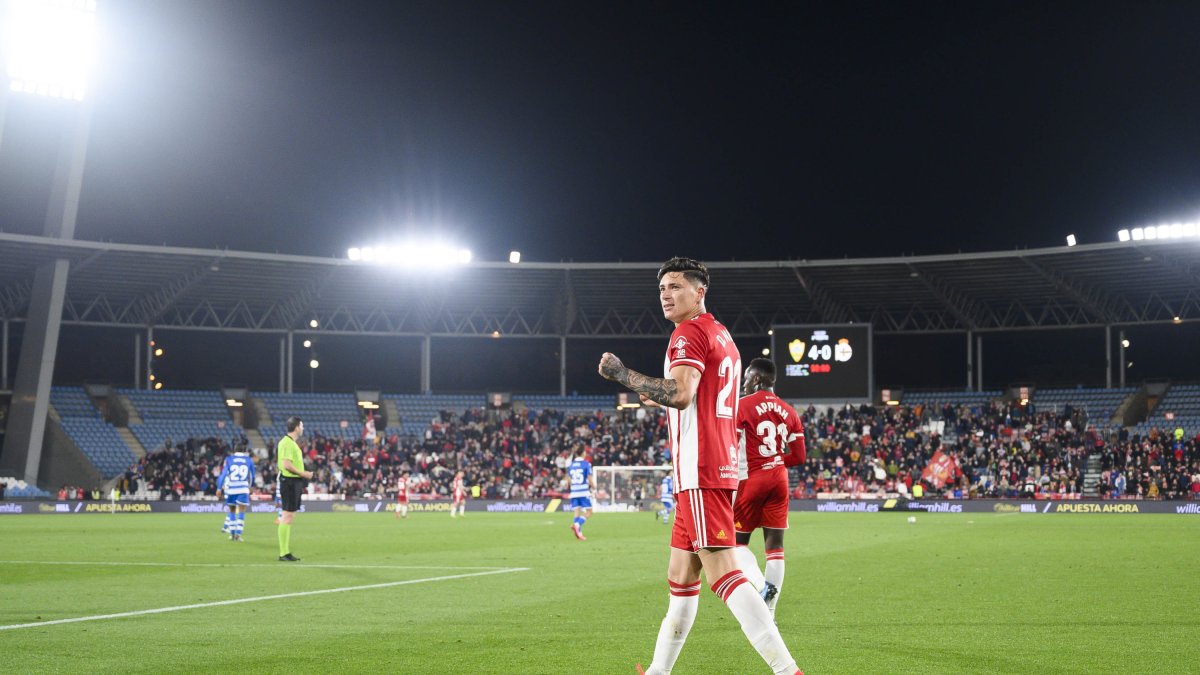 Darwin Núñez celebrando la victoria contra el Deportivo.