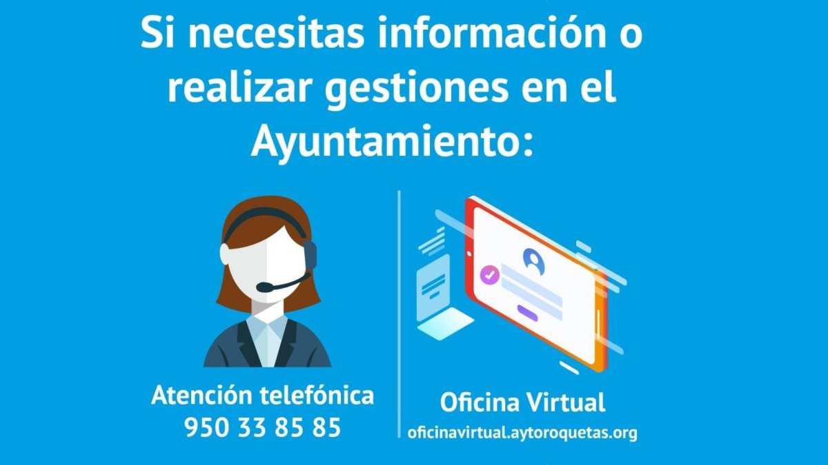 Cartel informativo elaborado por el Ayuntamiento de Roquetas.