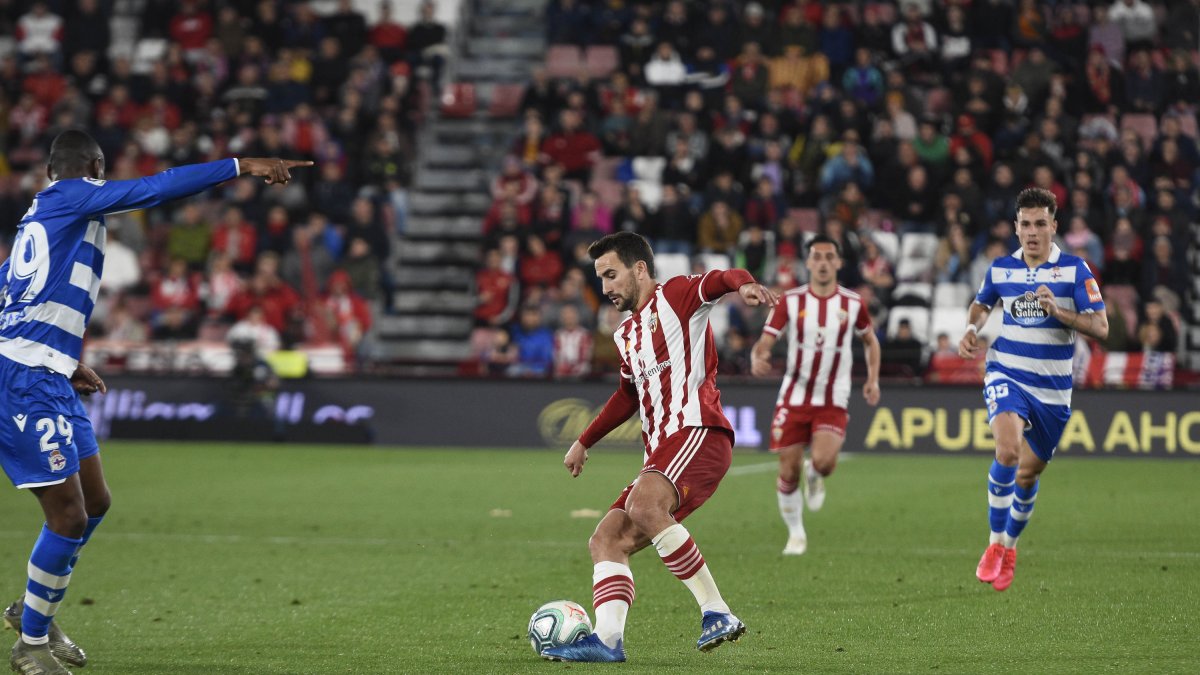 Juan Muñoz en el partido contra el Deportivo.