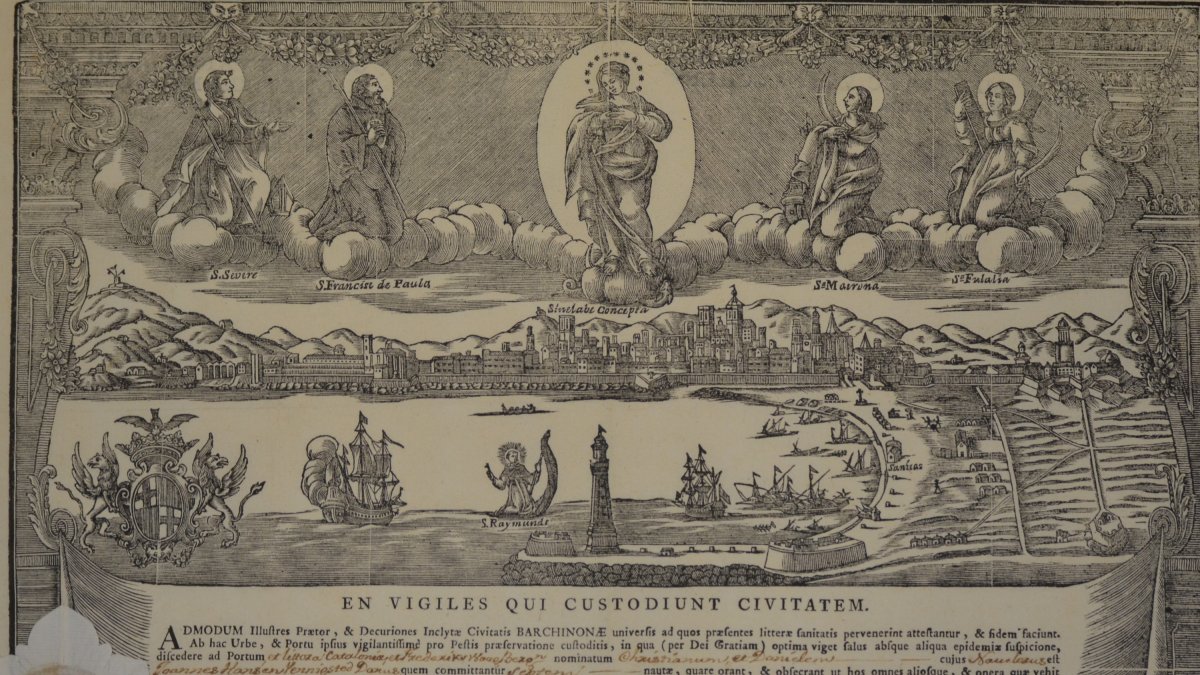 Patente de sanidad emitida el 23-1-1782 por la Junta de Sanidad de Barcelona a favor del bergantín Cristianum et Danielem.