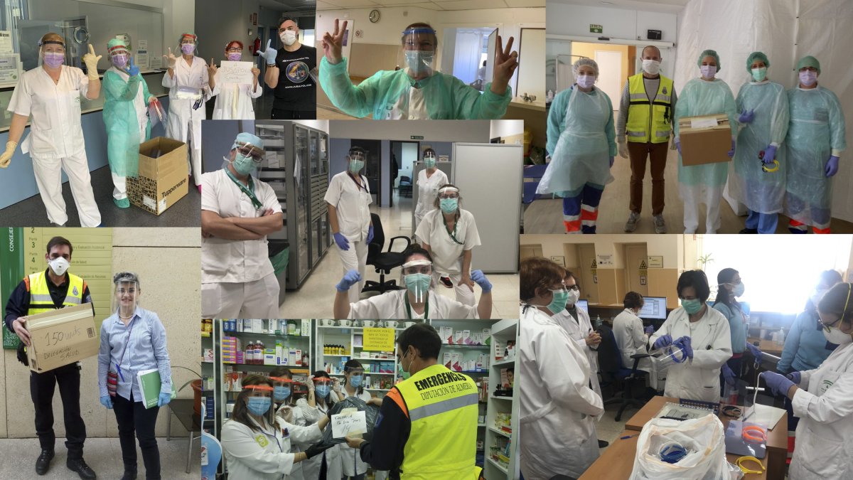 El colectivo reparte pantallas protectoras a hospitales, residencias, cuerpos de seguridad...