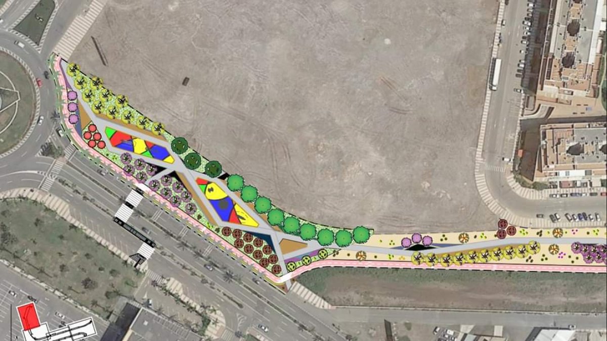 Plano del proyecto de conexión entre Los Bajos, La Romanilla y el centro comercial.