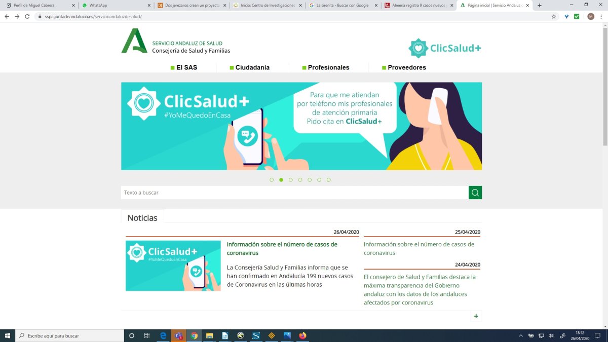 Página web del SAS.